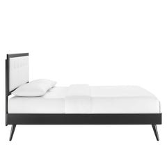 Willow Black/White Wood Queen Platform Bed With Splayed Legs - Ornate Home