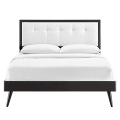 Willow Black/White Wood Queen Platform Bed With Splayed Legs - Ornate Home