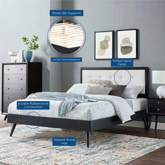Willow Black/White Wood Queen Platform Bed With Splayed Legs - Ornate Home