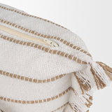 Willow Cream/Camel 13x21 Lumbar Pillow Cover with Non-Allergen Filler - Ornate Home