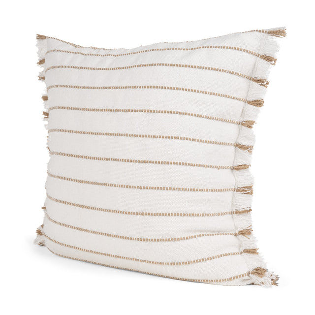 Willow Cream/Camel 20x20 Square Pillow Cover with Down Filler - Ornate Home