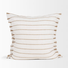 Willow Cream/Camel 20x20 Square Pillow Cover with Down Filler - Ornate Home
