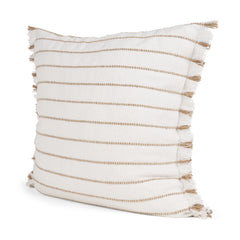 Willow Cream/Camel 20x20 Square Pillow Cover with Non-Allergen Filler - Ornate Home