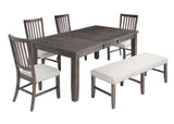 Willow Creek Brown/Cream Ext Dining Table w/ 4 Chairs, Bench - Ornate Home