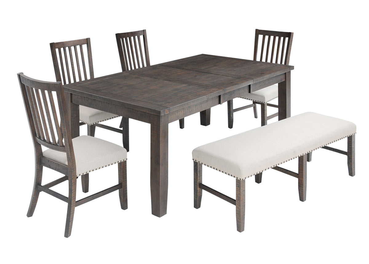 Willow Creek Brown/Cream Ext Dining Table w/ 4 Chairs, Bench - Ornate Home