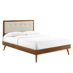 Willow Walnut/Beige Wood Full Platform Bed With Splayed Legs - Ornate Home