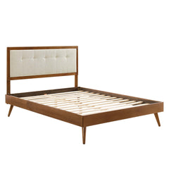Willow Walnut/Beige Wood Full Platform Bed With Splayed Legs - Ornate Home
