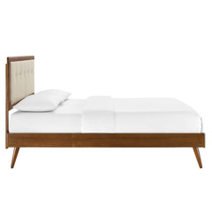 Willow Walnut/Beige Wood Full Platform Bed With Splayed Legs - Ornate Home