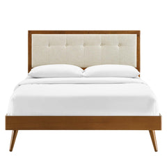 Willow Walnut/Beige Wood Full Platform Bed With Splayed Legs - Ornate Home