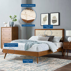 Willow Walnut/Beige Wood Full Platform Bed With Splayed Legs - Ornate Home