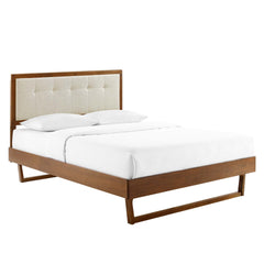Willow Walnut/Beige Wood King Platform Bed With Angular Frame - Ornate Home