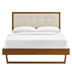 Willow Walnut/Beige Wood King Platform Bed With Angular Frame - Ornate Home
