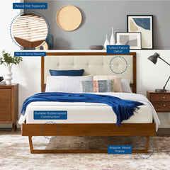Willow Walnut/Beige Wood King Platform Bed With Angular Frame - Ornate Home
