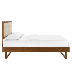 Willow Walnut/Beige Wood Queen Platform Bed With Angular Frame - Ornate Home