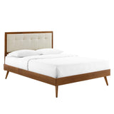 Willow Walnut/Beige Wood Queen Platform Bed With Splayed Legs - Ornate Home