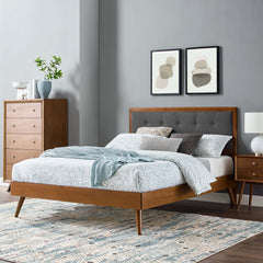 Willow Walnut/Charcoal Wood Full Platform Bed With Splayed Legs - Ornate Home