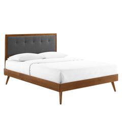 Willow Walnut/Charcoal Wood Full Platform Bed With Splayed Legs - Ornate Home