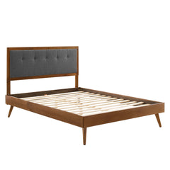 Willow Walnut/Charcoal Wood Full Platform Bed With Splayed Legs - Ornate Home
