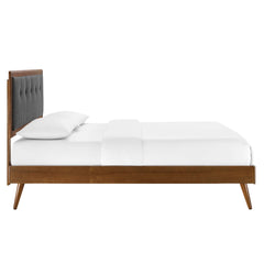 Willow Walnut/Charcoal Wood Full Platform Bed With Splayed Legs - Ornate Home