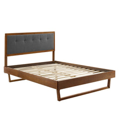 Willow Walnut/Charcoal Wood King Platform Bed With Angular Frame - Ornate Home