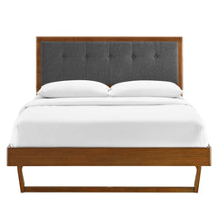 Willow Walnut/Charcoal Wood King Platform Bed With Angular Frame - Ornate Home