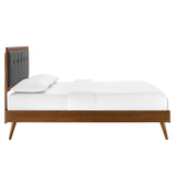 Willow Walnut/Charcoal Wood Queen Platform Bed With Splayed Legs - Ornate Home