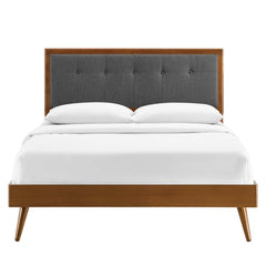 Willow Walnut/Charcoal Wood Queen Platform Bed With Splayed Legs - Ornate Home