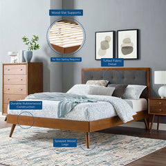 Willow Walnut/Charcoal Wood Queen Platform Bed With Splayed Legs - Ornate Home