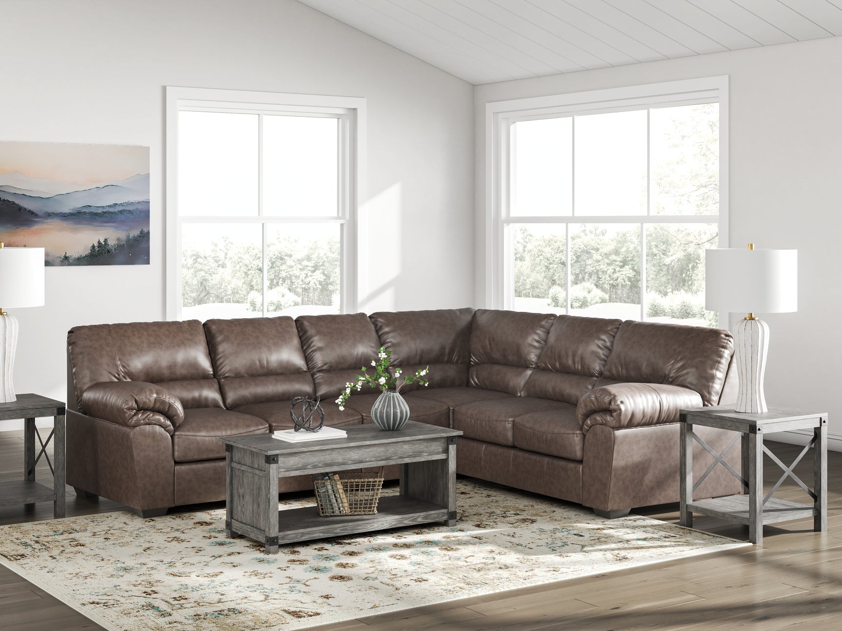 WillowBend Umber 3-Piece L Shaped Sectional - Ornate Home