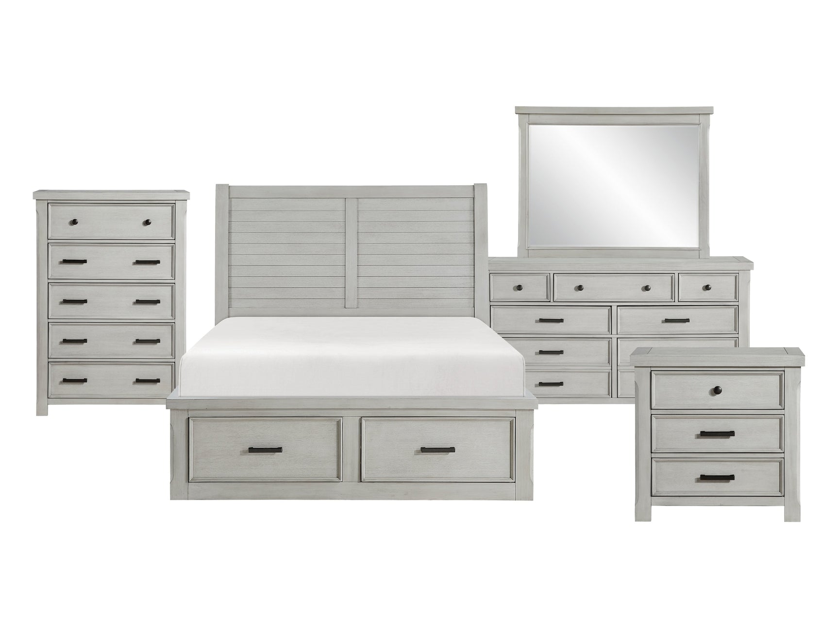 Willowbrook Light Gray 5-Piece Queen Bedroom Set - Ornate Home