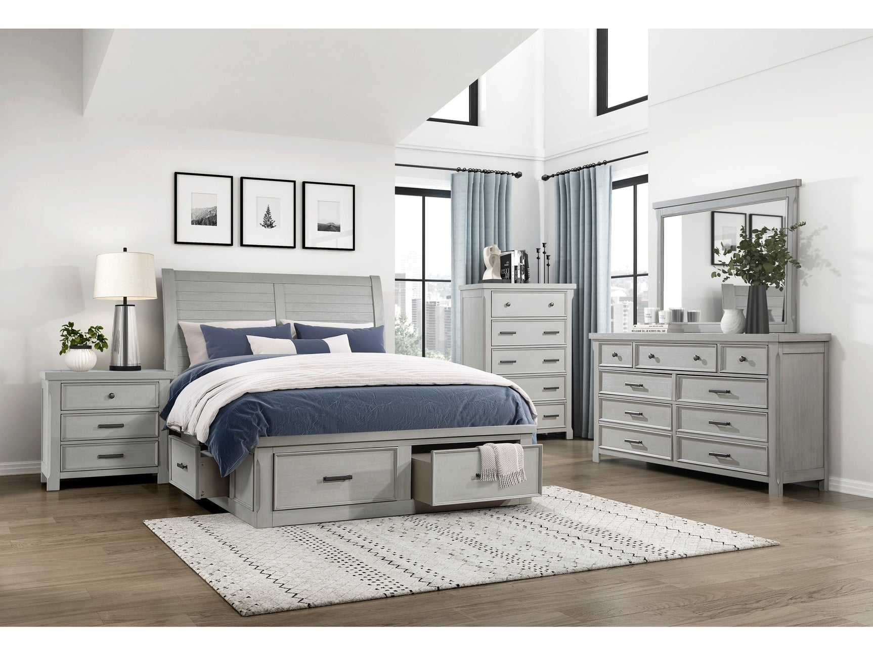 Willowbrook Light Gray 5-Piece Queen Bedroom Set - Ornate Home