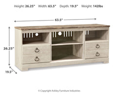 Willowton 64" TV Stand w/ Fireplace Option - Ornate Home