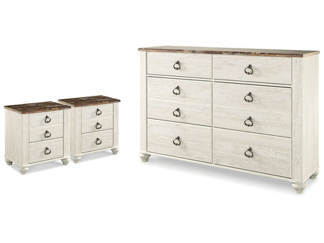 Willowton  Dresser & 2 Nightstands - Ornate Home