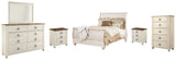 Willowton Queen Sleigh Bedroom Set with Dresser, Mirror, Chest and 2 Nightstands - Ornate Home