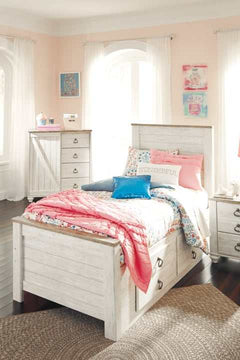 Willowton Twin Panel Bed w/ 2 Storage Drawers - Ornate Home