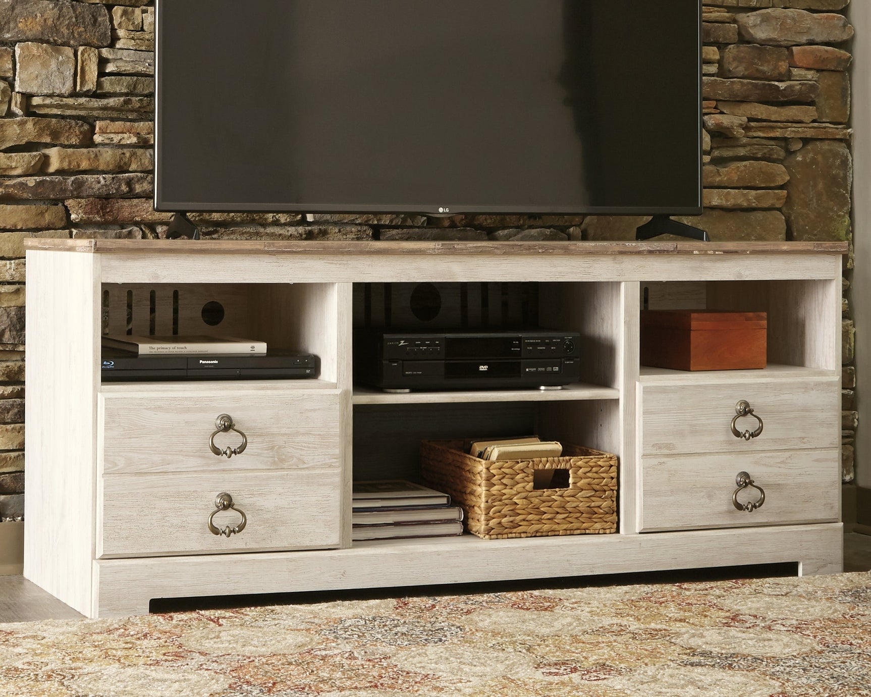 Willowton Whitewash 3-Piece Entertainment Center (Online Special Price) - Ornate Home