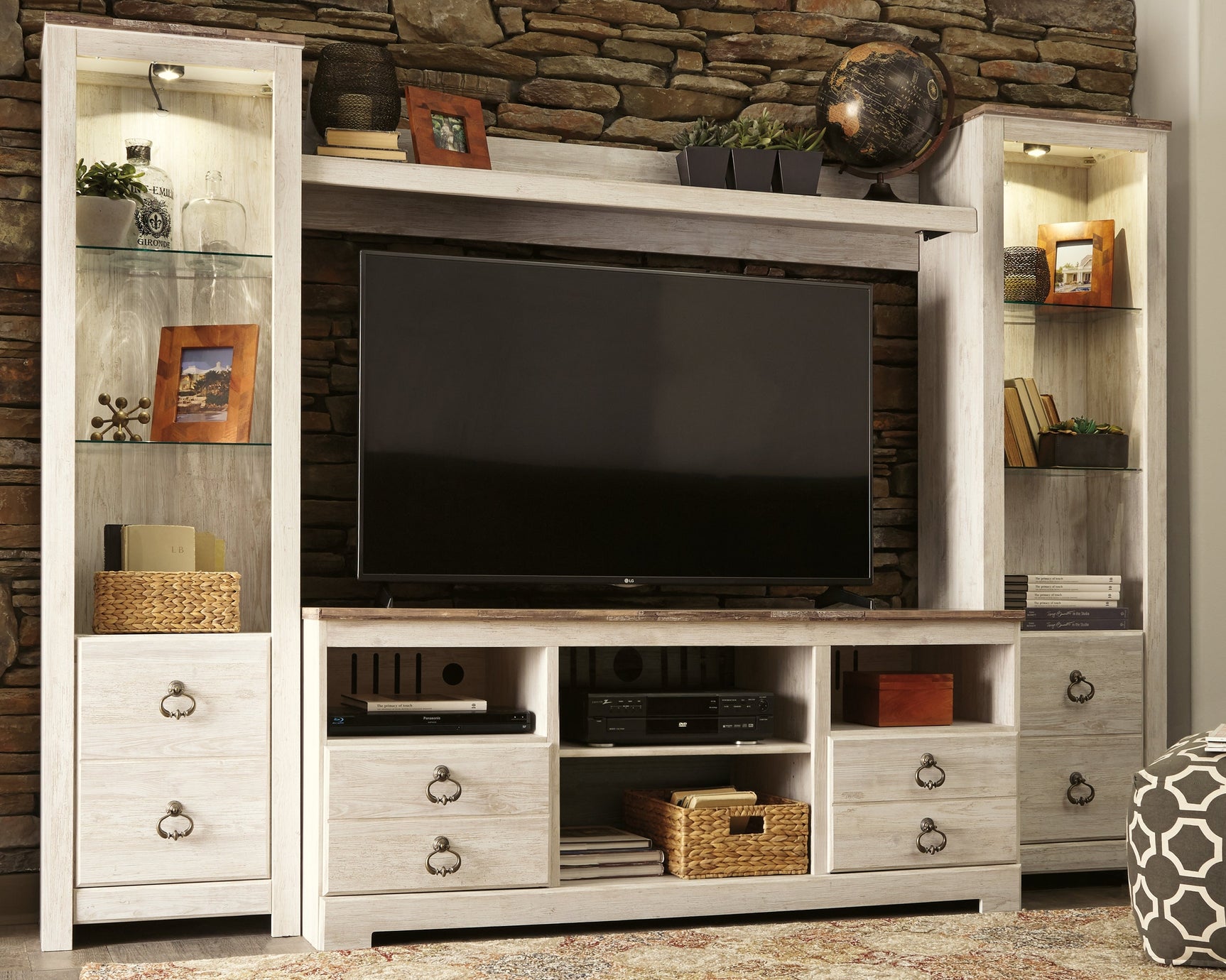 Willowton Whitewash 3-Piece Entertainment Center (Online Special Price) - Ornate Home
