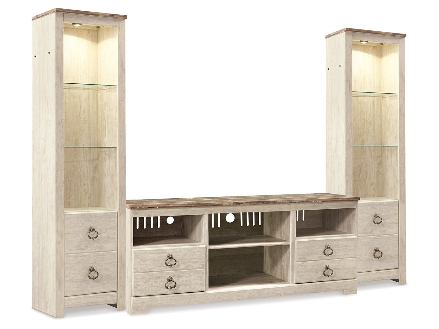Willowton Whitewash 3-Piece Entertainment Center - Ornate Home