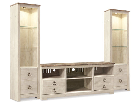 Willowton Whitewash 3-Piece Entertainment Center - Ornate Home