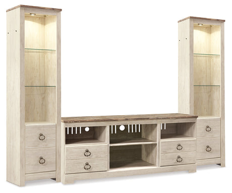 Willowton Whitewash 3-Piece Entertainment Center - Ornate Home
