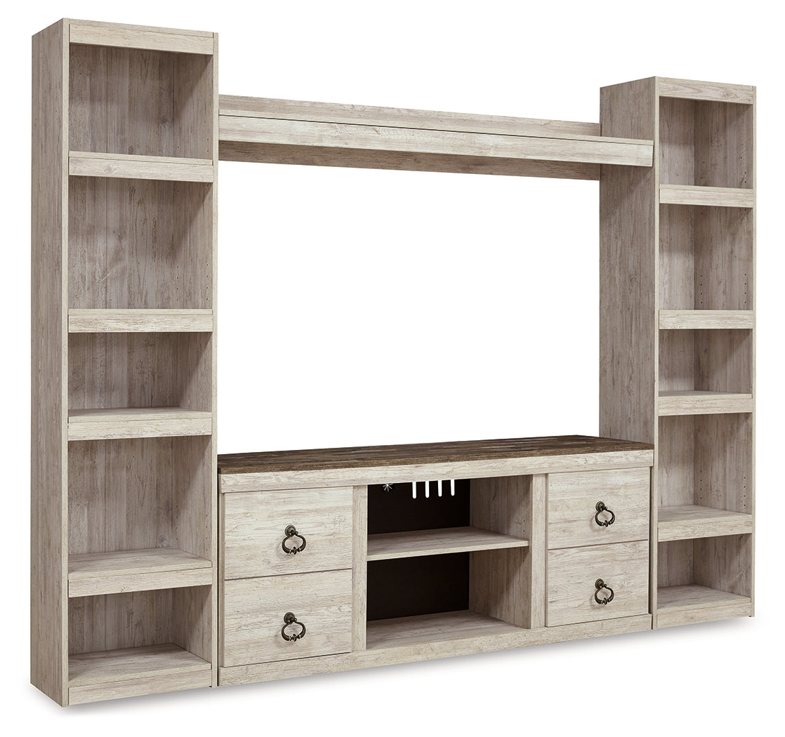 Willowton Whitewash 4-Piece Entertainment Center (Online Special Price) - Ornate Home