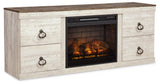 Willowton Whitewash 4-Piece Entertainment Center w/Electric Fireplace (Online Special Price) - Ornate Home