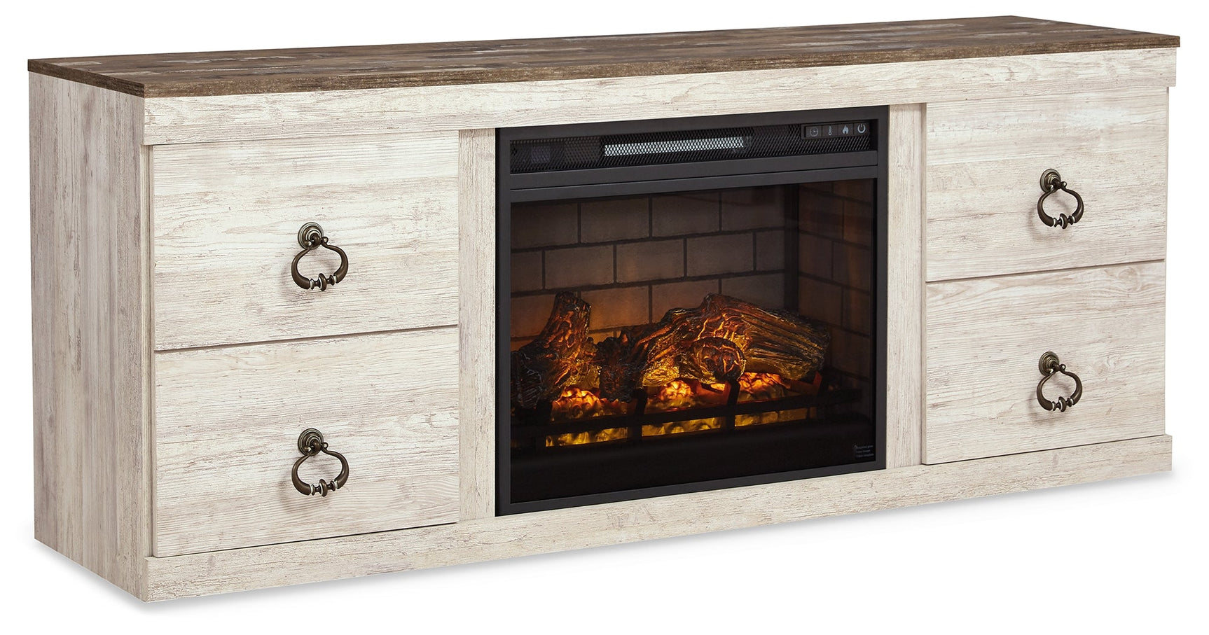Willowton Whitewash 4-Piece Entertainment Center w/Electric Fireplace (Online Special Price) - Ornate Home