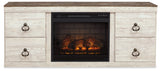 Willowton Whitewash 4-Piece Entertainment Center w/Electric Fireplace (Online Special Price) - Ornate Home