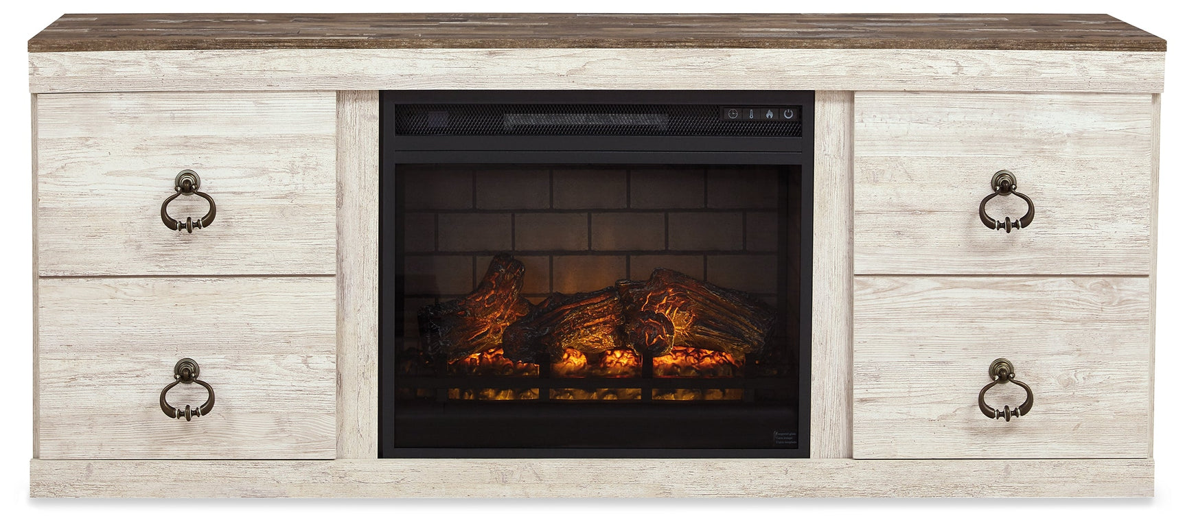 Willowton Whitewash 4-Piece Entertainment Center w/Electric Fireplace (Online Special Price) - Ornate Home
