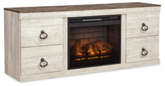 Willowton Whitewash 4-Piece Entertainment Center w/Electric Fireplace - Ornate Home
