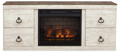 Willowton Whitewash 4-Piece Entertainment Center w/Electric Fireplace - Ornate Home