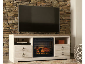 Willowton Whitewash 64" TV Stand with Electric Fireplace (Online Special Price) - Ornate Home