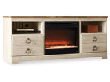 Willowton Whitewash 64" TV Stand with Electric Fireplace (Online Special Price) - Ornate Home
