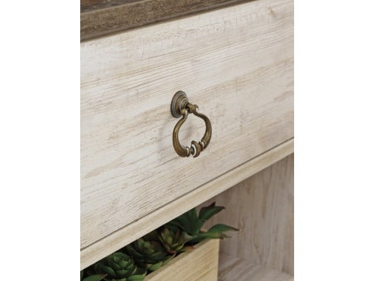 Willowton Whitewash 64" TV Stand with Electric Fireplace - Ornate Home